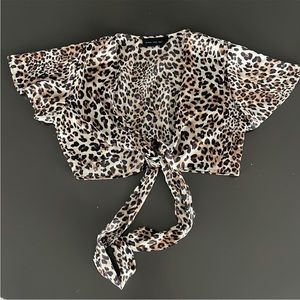 Cheetah Print Front Tie Top